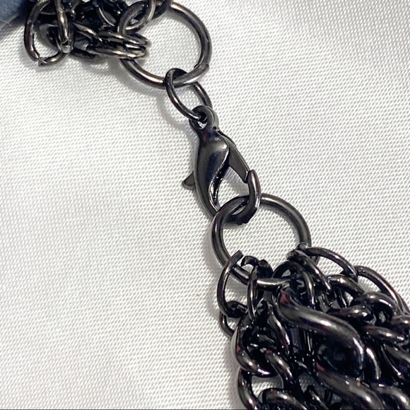 NEW multi chain bracelet with sparkly charms black metal chain size adjustment. - Picture 4 of 4